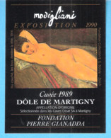 Etiquette Vin-Suisse-Dôle De Martigny-Cuvée 1989-Art-Peinture-Modigliani-Nu Couché-Bras Derrière La Tête-1916 - Art