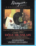 Etiquette Vin-Suisse-Dôle Du Valais-Martigny-Cuvée 1991-Art-Peinture-Georges Braque-Nature Morte Au Pichet-1932 - Kunst