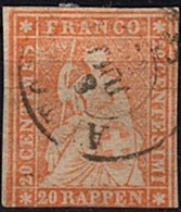 1854 Svizzera, 20 Rappen, Usato Leggermente Corto In Basso - Sonstige & Ohne Zuordnung