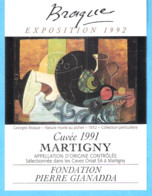 Etiquette Vin-Suisse-Martigny-Cuvée 1991-Art-Peinture-Georges Braque-Nature Morte Au Pichet-1932 - Kunst