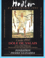 Etiquette Vin-Suisse-Dôle Du Valais-Martigny-Cuvée 1990-Art-Peinture-Ferdinand Hodler-Guillaume Tell.1897 - Art