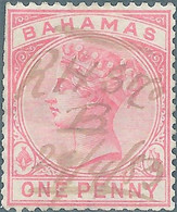 Bahamas 1884-1890 Queen Victoria,1P Matt Pink-Used,Value:€15,00 - Bahamas (1973-...)