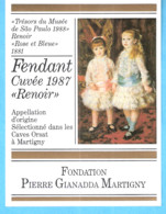 Etiquette Vin-Suisse-Fendant-Martigny-Cuvée "Renoir" 1987-Art-Peinture-Renoir-Rose Et Bleue-1881 - Arte