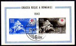 ROMANIA 1943 Red Cross Block Used .  Michel Block 20 - Blokken & Velletjes