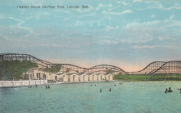 Lincoln Nebraska, Capital Beach Bathing Pool Amusement Center Roller Coaster, C1900s/10s Vintage Postcard - Lincoln