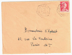 Fresné-la-Mère Calvados Lettre 15 F Muller Rouge Yv 1011  Ob 1956 Hexagone Tirets Agence Postale Lautier F6 - Handstempel