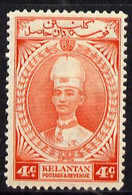 Malaya - Kelantan 1937-40 Sultan Ismail Chef's Hat 4c Mounted Mint SG 42 - Kelantan