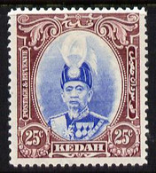 Malaya - Kedah 1937 Sultan 25c Ultramarine & Purple Fine Mounted Mint SG 62 - Kedah