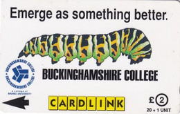 UK(GPT) - Buckinghamshire College, Cardlink Telecard 2 Pounds, CN : 14CLKA, Used - Eurostar, Cardlink & Railcall