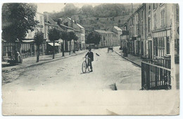 3823 Pontaumur Grand'rue Grande Rue - Café Lyonnais Vélo Bicyclette - Mauvais Centrage Delaporte - Autres & Non Classés