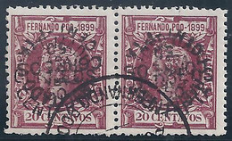 ESPAÑA/FERNANDO POO 1900 - Edifil #71 Par - Variedad: Habilitación Doble Una Invertida - Fernando Po