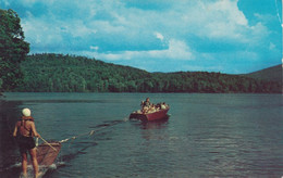 Water Skiing On Platform Behind Old Motorboat C1950s Vintage Postcard - Ski Nautique