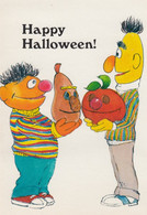Halloween Greetings, Ernie And Bert Sesame Street Children's Show Theme C1970s Vintage Postcard - Halloween