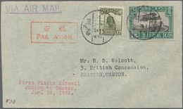 China - Flugpost: 1931, FFC Wuchow-Canton: Junk 4 C. Olive With Air Mail 15 C. Tied "Wuchow 13.1.16" - Sonstige & Ohne Zuordnung