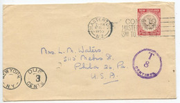 New Zealand 1955 Cover Masterton To Philadelphia PA, Scott B48, Postage Due Handstamps - Briefe U. Dokumente