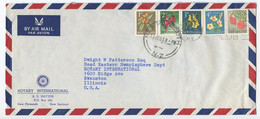 New Zealand 1961 Airmail Cover New Plymouth Rotary International To Evanston IL, Flower Stamps - Cartas & Documentos