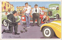 ILLUSTRATEUR  CARRIERE N° 464   OH MINUTE  JOUEUR DE BOULES SUR LA ROUTE  VOIR VERSO CPA  CIRCULEE - Carrière, Louis