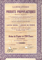 Action De Capital - Laboratoires De Produits Prophylactiques - Wesembeek - Stockel - 1928. - Industry