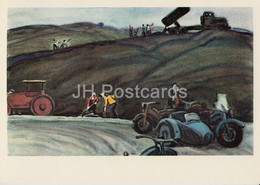 Across Kyrgyzstan By V. Rogachev - Road Repair - Tractor - Motorbike - Illustration - 1979 - Russia USSR - Unused - Kirguistán