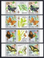 Bosnia Serbia 2001 Butterflies, Fauna, Insects, Flora, Flowers, Middle Row, 2 Sets With Labels MNH - Bosnië En Herzegovina