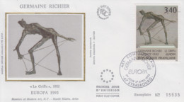 Enveloppe  FDC  1er  Jour    FRANCE   Oeuvre  De  Germaine  RICHIER     EUROPA    1993 - 1993