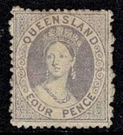 Queensland 1867 Chalon 4d Grey-lilac No Wmk 2nd Transfer Perf 13 MH  SG 56 - Mint Stamps