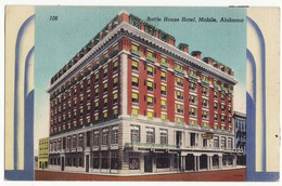 USA - Mobile Alabama, Battle House Hotel Building C1940s Art Deco Decorated Vintage Postcard - AL - Mobile