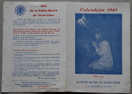 Calendrier Petite œuvre Du Sacré-Cœur 1961 - Petit Format : 1961-70