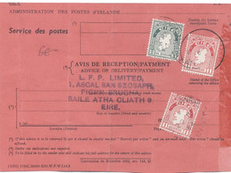 IRELANDE - FRANCE  : AVIS DE RECEPTION D'une Lettre Expedieé En France . - Cartas & Documentos