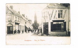 Avelghem Rue De L'Eglise Au Bon Marche + Huifkar Animatie Topkaart ZEER ZELDZAAM - Avelgem