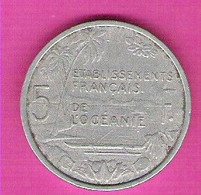 Etablissement Français De L'OCEANIE Union Française 5 Franc Aluminium 1952 - French Polynesia