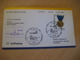 HONG KONG Bangkok Delhi Roma 1974 LUFTHANSA Airline DC 10 First Flight Cancel Cover CHINA THAILAND INDIA ITALY - Lettres & Documents