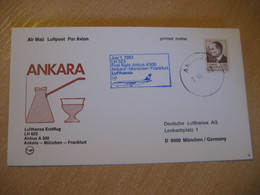 ANKARA Munchen Frankfurt 1983 LUFTHANSA Airline Airbus First Flight Blue Cancel Cover TURKEY GERMANY - Lettres & Documents