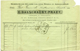 SINT NIKLAAS 1878 Faktuur Van E. Dalschaert - Praet  Boekdrukker Aan Gemeente Bestuur Van Basel - 1800 – 1899