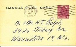Canada Postal Stationery Post Card Winnipeg Manitoba 12-8-1947 - 1903-1954 Kings