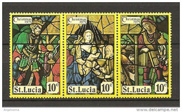 ST. LUCIA - 1975 Vetrate: Adorazione Dei Magi Trittico Nuovo** MNH - Verres & Vitraux