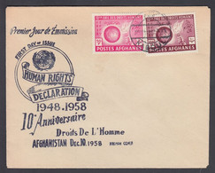 1958. POSTES AFGHANES. DROITS HUMAINS Complete Set On FDC KABOUL 10.12.58. (Michel 477-478) - JF367583 - Afghanistan