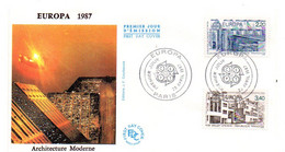 1987--FDC  Europa --Architecture Moderne ...( 2 Valeurs).........cachet PARIS   ....à Saisir - 1980-1989