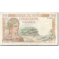 France, 50 Francs, Cérès, 1933, 1935-08-29, TB+, Fayette:17.15, KM:81 - 50 F 1934-1940 ''Cérès''