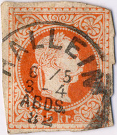 AUTRICHE / AUSTRIA 1882 " HALLEIN " (gEje Klein 1602b) On 5kr Envelope Cut-out - Oblitérés