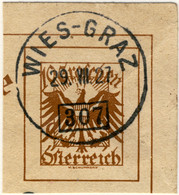 AUTRICHE / ÖSTERREICH 1927 WIES-GRAZ Nr.307 Bahnpoststempel On Card Cut-out - Gebraucht