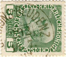 AUTRICHE / ÖSTERREICH 1909 SCHRUNS-BLUDENZ Nr.292 Bahnpoststempel On Mi.142 - Oblitérés