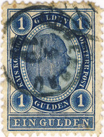 AUTRICHE / AUSTRIA - 1890 1 Gulden BLUE Mi.61 Oblitéré / Used "LOBENDAU" Thimble - Oblitérés