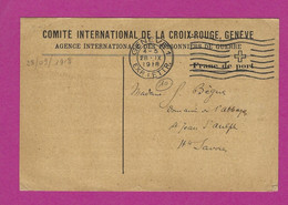 CARTE EN FRANCHISE MILITAIRE COMITE INTERNATIONAL DE LA CROIX ROUGE GENEVE - WW I
