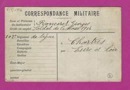 CARTE EN FRANCHISE MILITAIRE POUR CHARTRES - 1. Weltkrieg 1914-1918