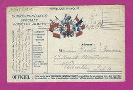 CARTE EN FRANCHISE MILITAIRE GARE DE LYON POUR VERSAILLES - 1. Weltkrieg 1914-1918