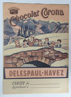 Ancien Protège Cahier Chocolat Corona Delespaul Havez Belle Illustration EFGA Valenciennes - Chocolat