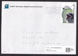 Netherlands: Cover, 2020, 1 Stamp + Tab, Raven Bird, Animal, Small Sorting Label Redirected (traces Of Use) - Brieven En Documenten