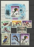Sharjah 1968 Olympic Games Grenoble Set Of 8 + S/s With Winners Overprint MNH - Winter 1968: Grenoble