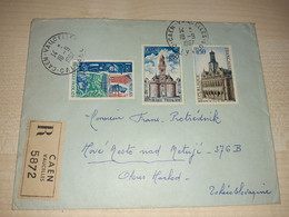 Old Cover From France To Czechoslovakia, 1967, Recommended, Caen Vaucelles - Cartas